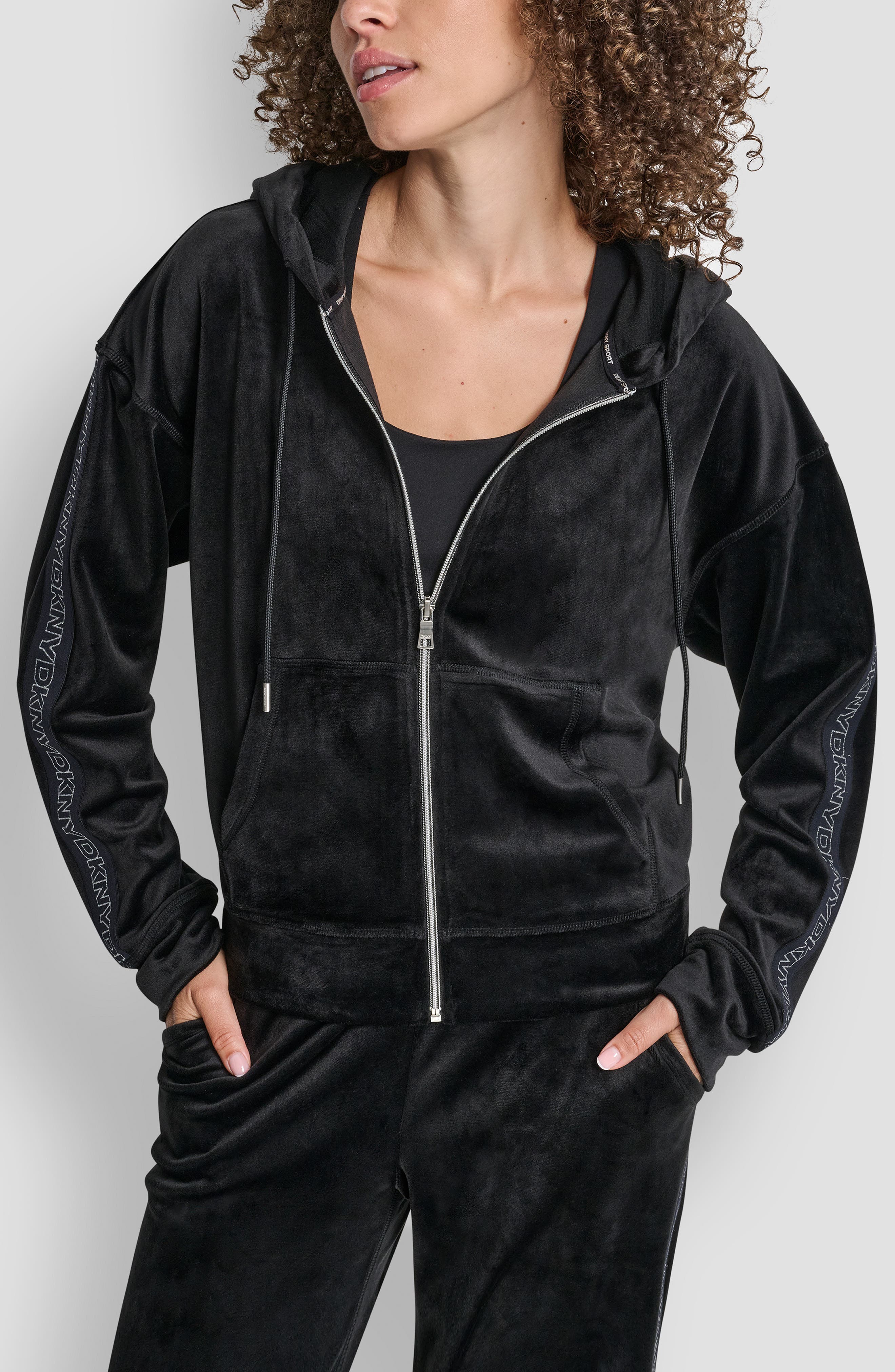 DKNY Velour Zip-Up Hoodie
