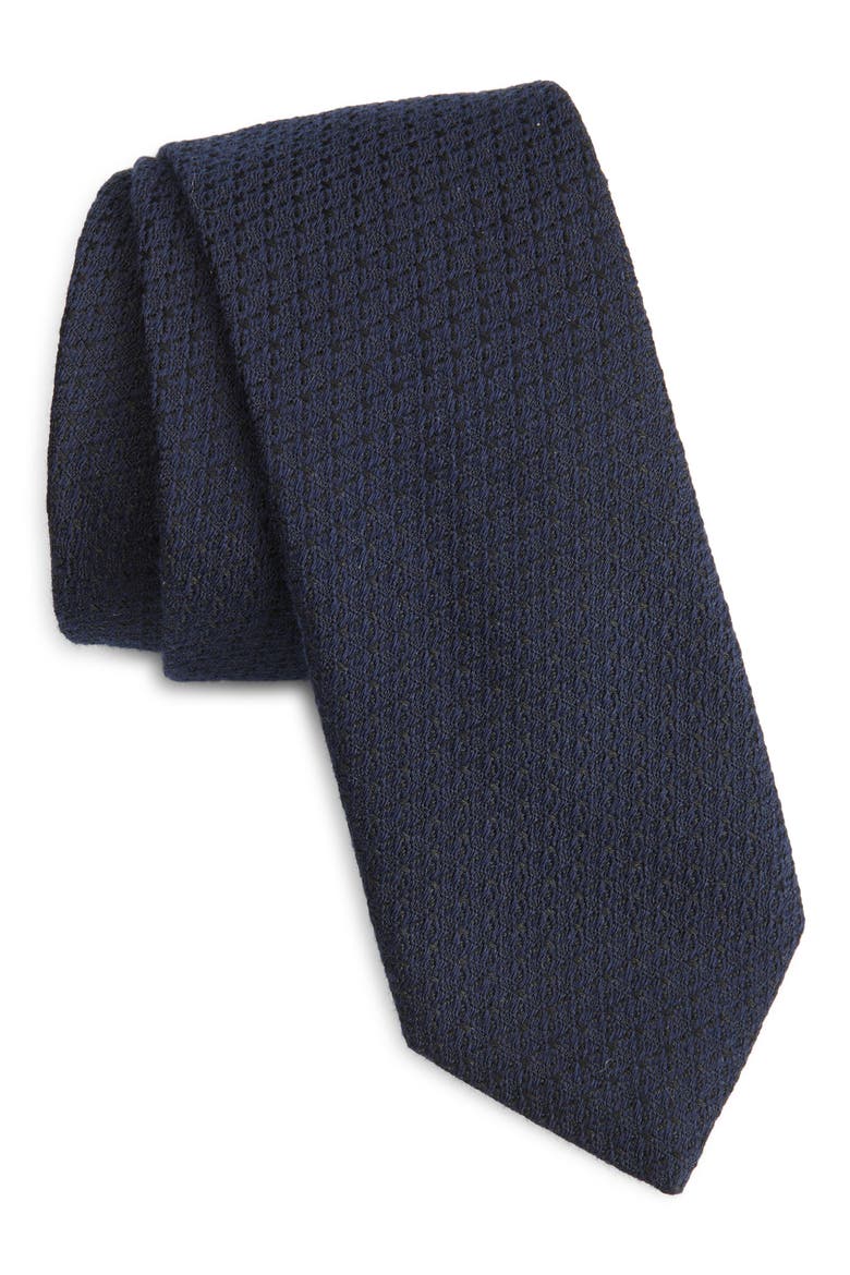 Cotton & Silk Tie, Main, color, DARK BLUE