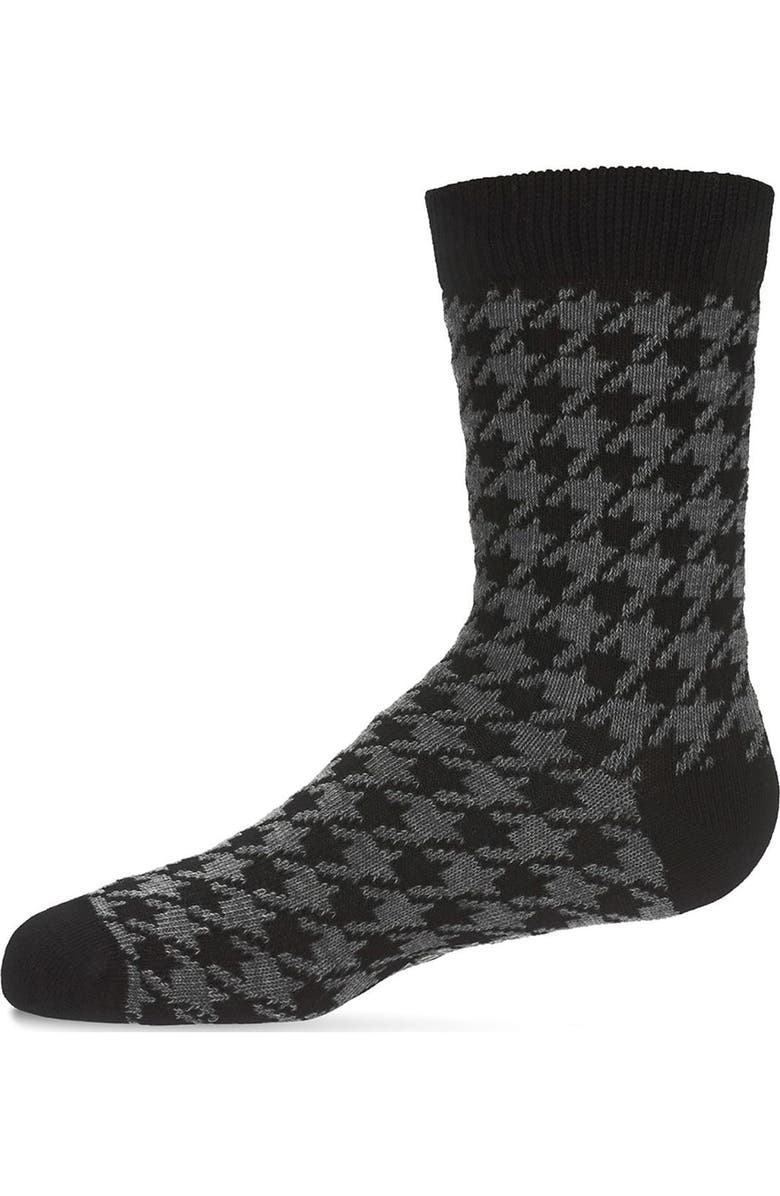 MeMoi Houndstooth Crew Sock, Main, color, Black