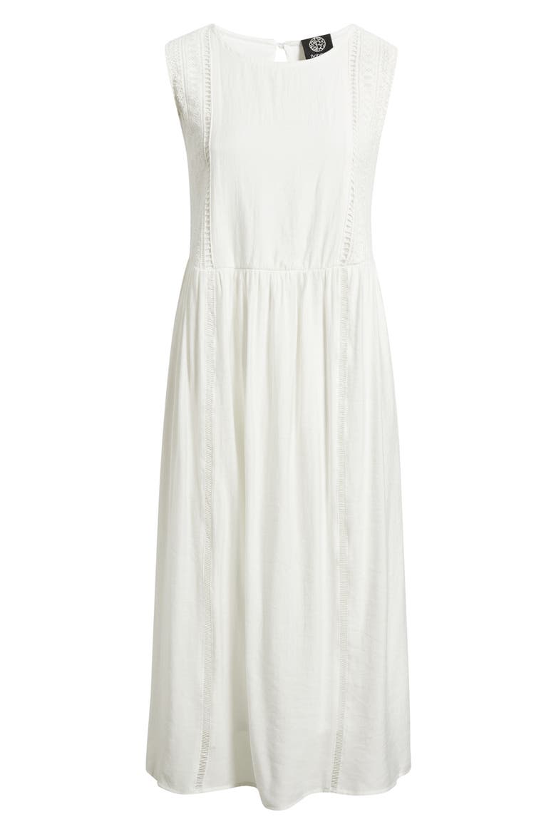Eyelet Trim Midi Dress, Alternate, color, WHITE