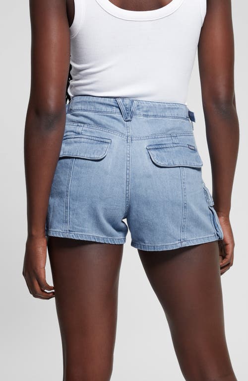 Guess Amara Denim Cargo Shorts In Logic