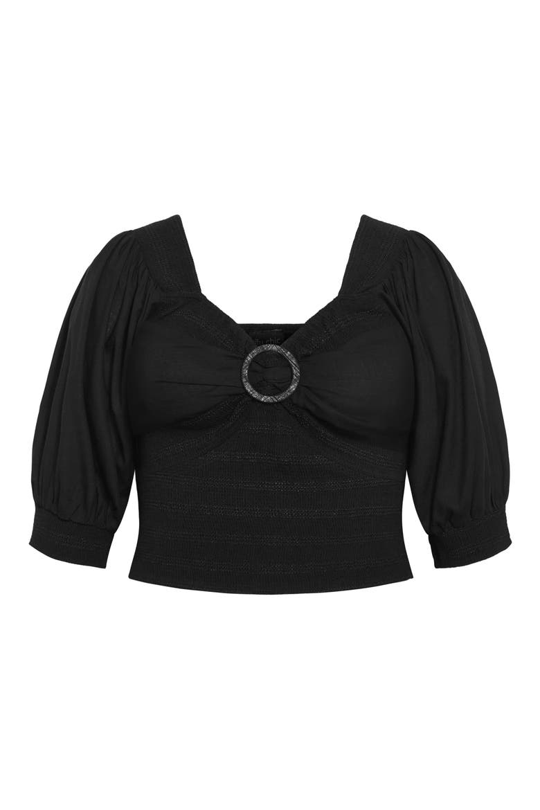 Alejandra Smocked Crop Top, Alternate, color, BLACK