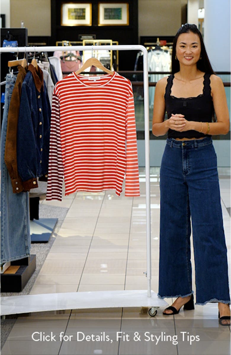 Colorblock Stripe Long Sleeve Cotton T-Shirt, sales video thumbnail