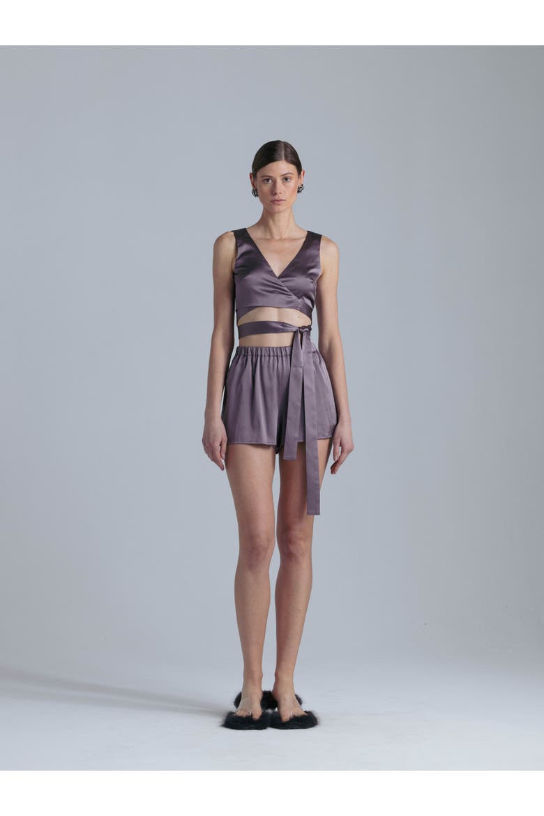 Persephone Silk Shorts, Alternate, color, Noble Purple
