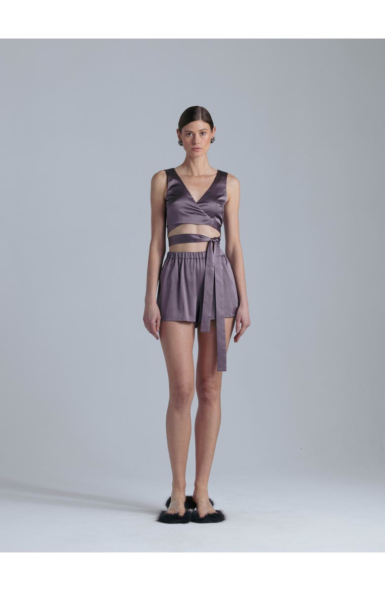 Alas Silk V-Neck Top, Alternate, color, Noble Purple