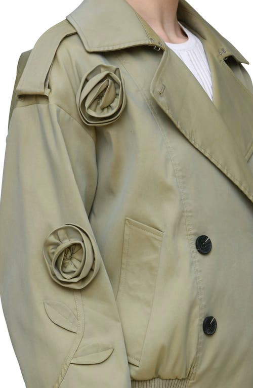 Avec Les Filles Rosette Bomber Trench Jacket In Artichoke
