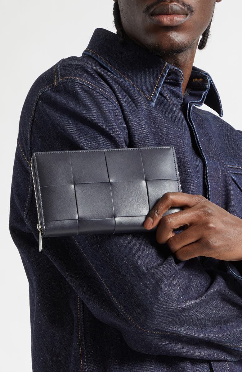 Bottega Veneta Cassette Intrecciato Leather Zip Around Continental Wallet, Alternate, color, 4143 Noctur/ Blue Roy-Si