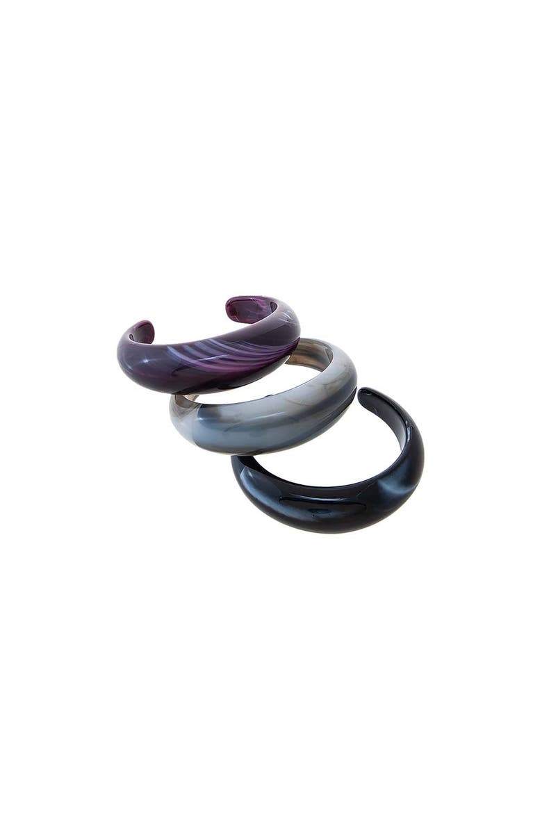 BY ADINA EDEN Smoky Amethyst Resin Bangle Stack, Main, color, Multi-Color