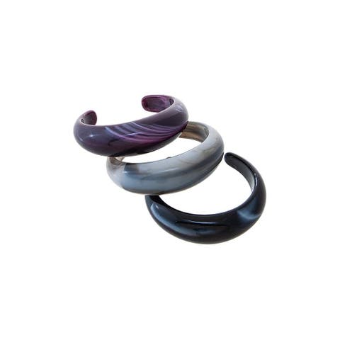 Smoky Amethyst Resin Bangle Stack