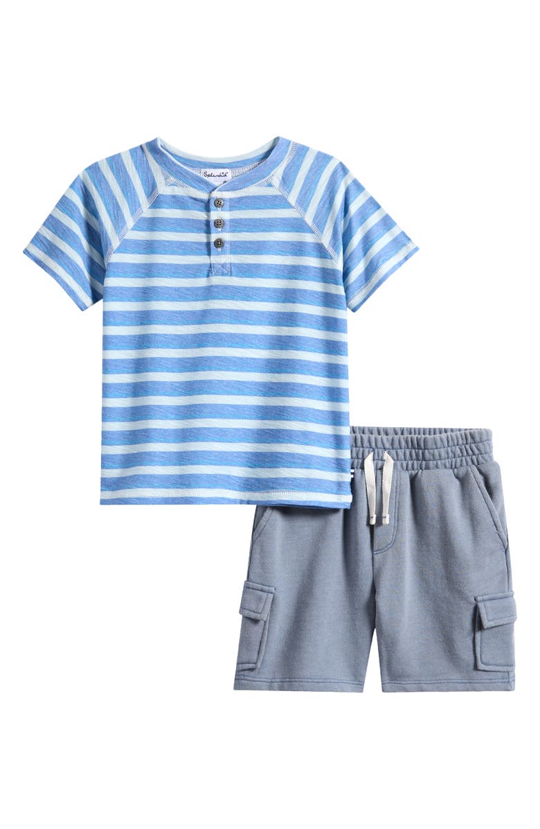 Splendid Kids' Henley T-Shirt & Cargo Shorts Set, Main, color, Slate