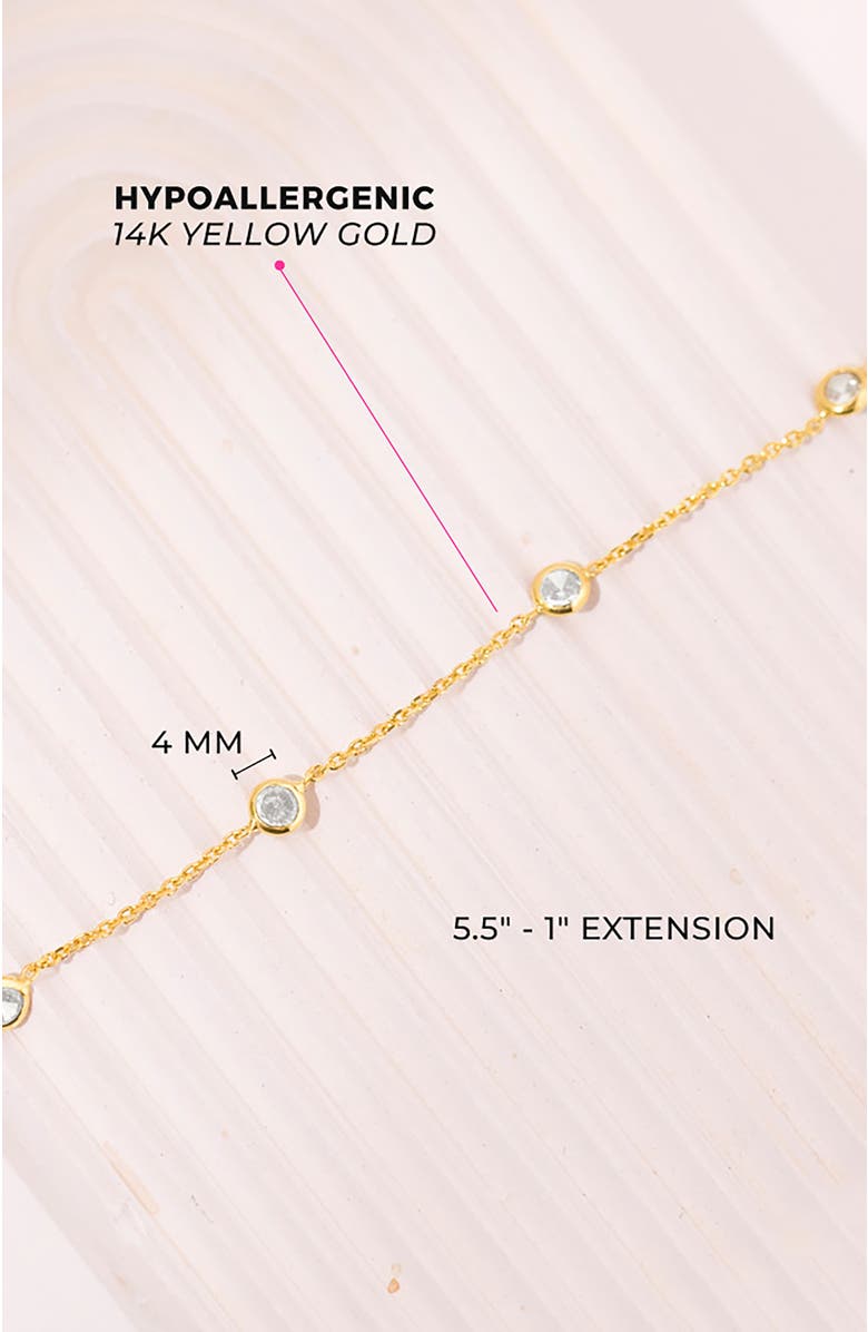 In Season Jewelry 14k Cubic Zirconia Bezel Set Bracelet, Alternate, color, Gold