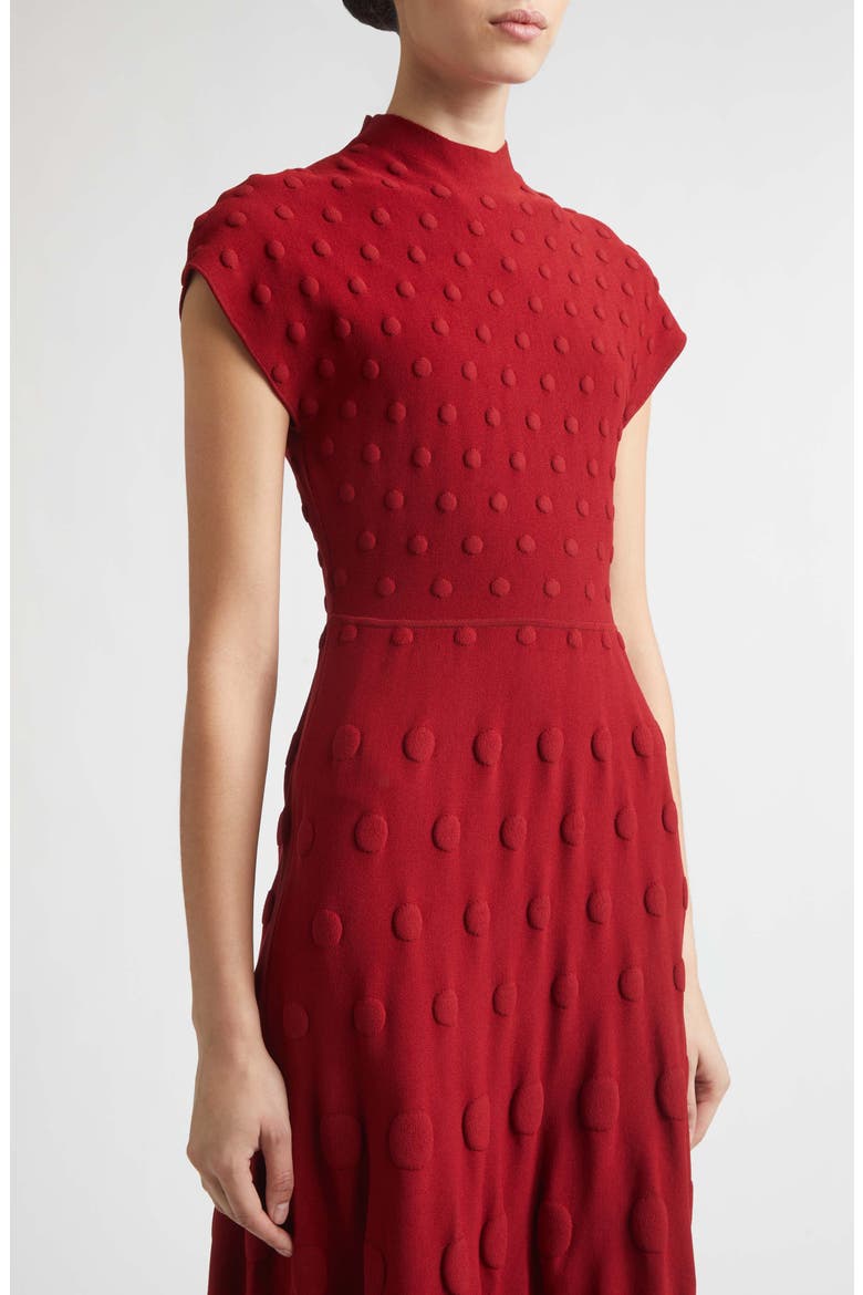 Pucker Dot Knit Midi Dress, Alternate, color, OXBLOOD