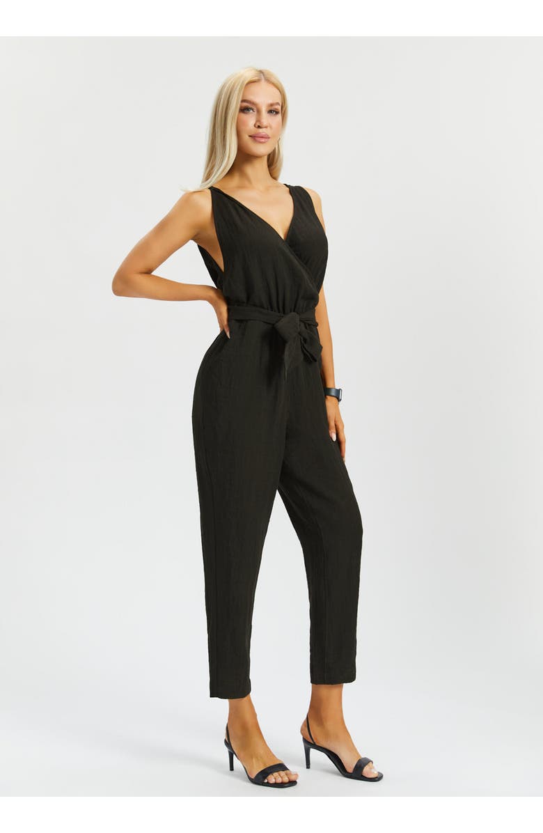 Betabrand Drift Jumpsuit Linenette, Main, color, Black