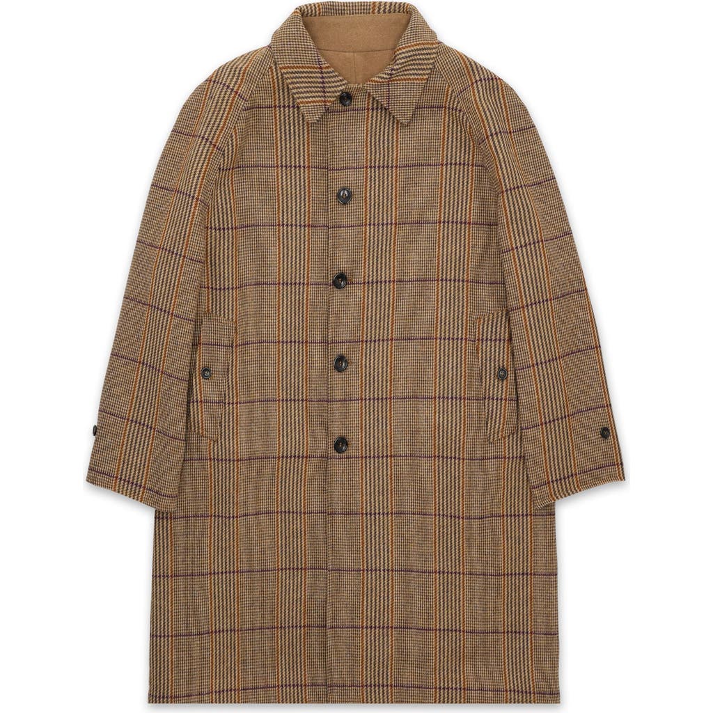 Fortela Stanford Check Wool Double-faced Single-breasted Coat In Brown