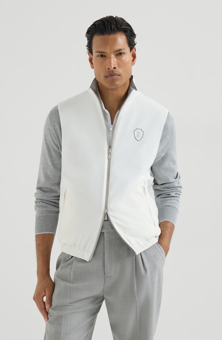 Brunello Cucinelli Reversible nylon vest, Alternate, color, Off-White