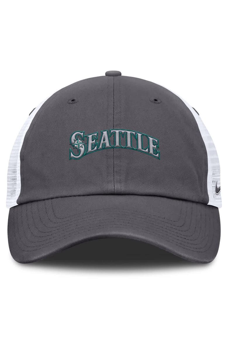 Nike Men's Nike Gray Seattle Mariners Wordmark Club Adjustable Trucker Hat, Alternate, color, Gray