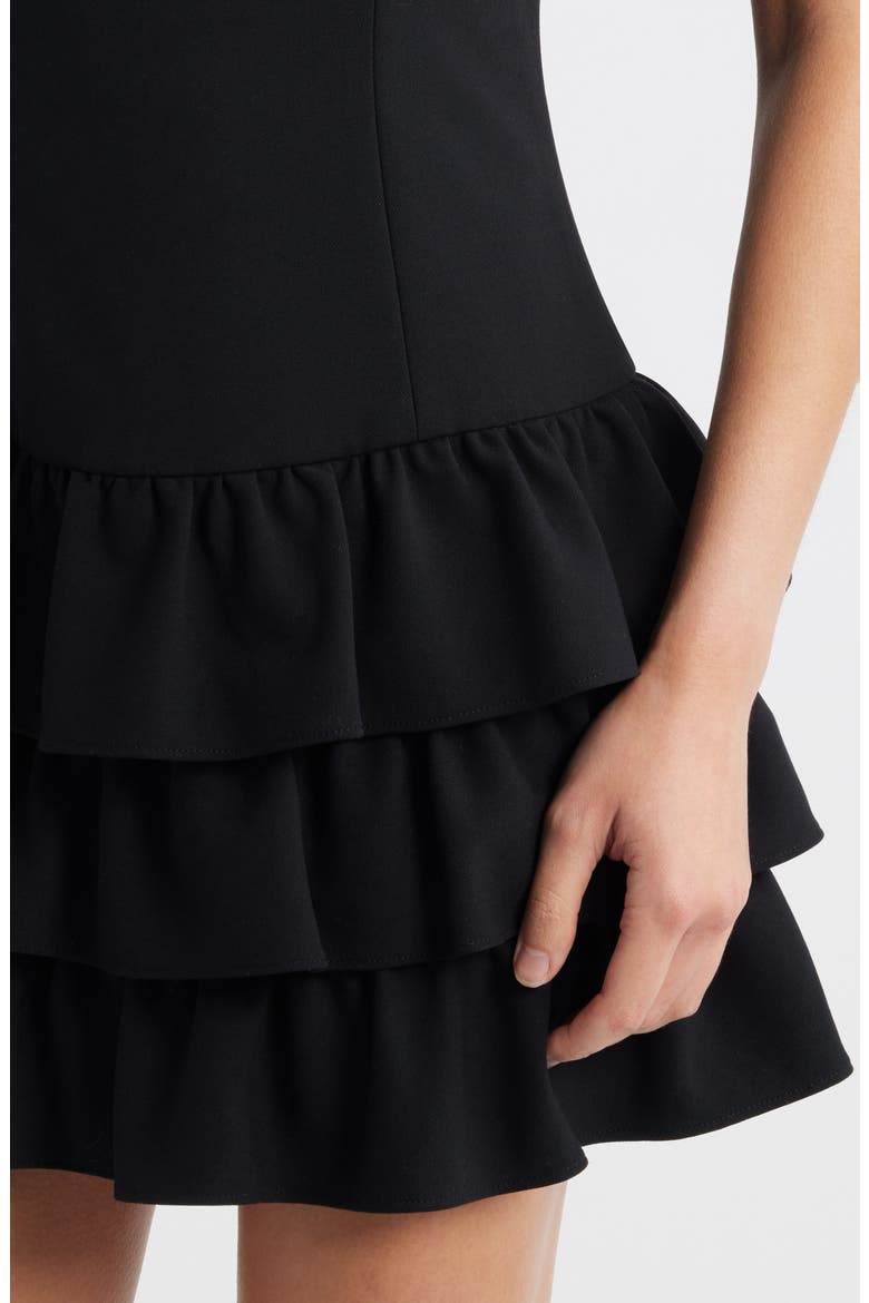 Whisper Tiered Ruffle Minidress, Alternate, color, BLACK