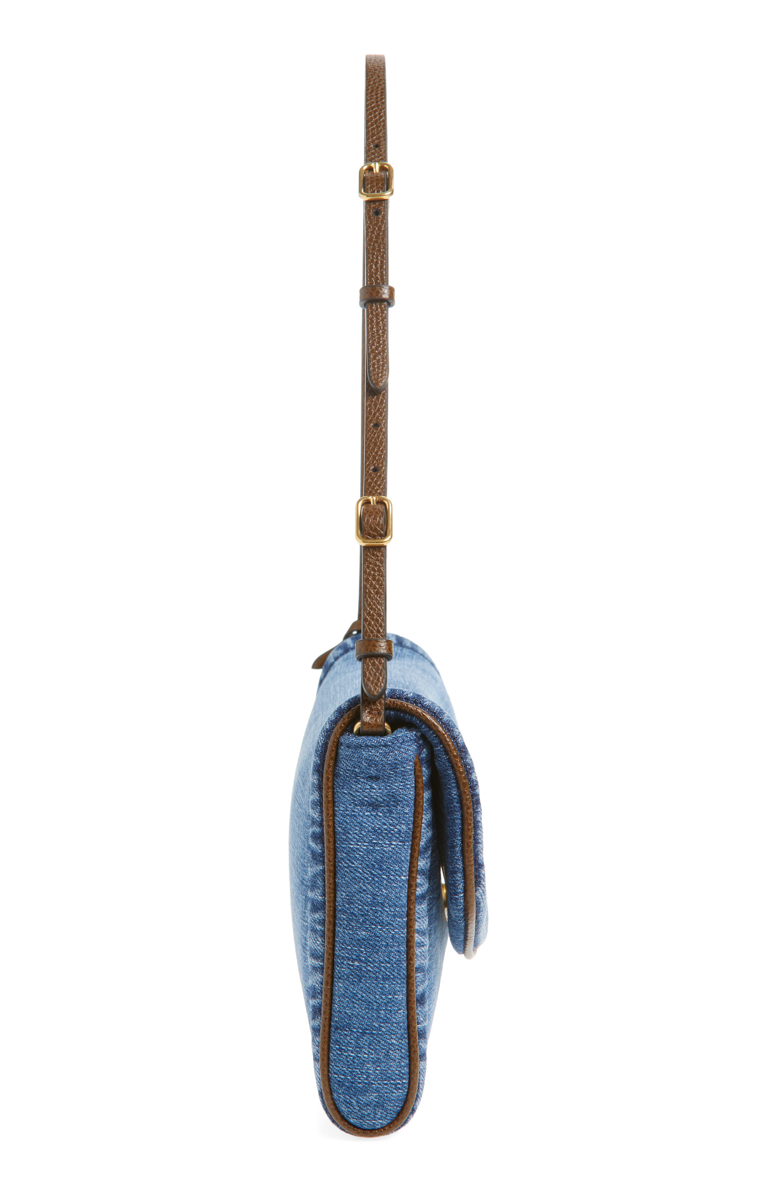 Valentino Garavani Small DeVain Denim Clutch, Alternate, color, Denim