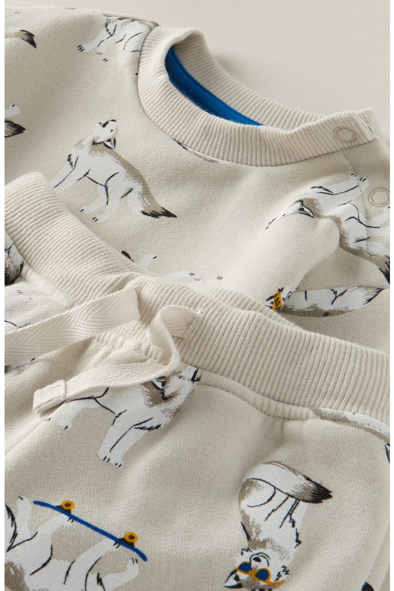 Print Fleece Sweatshirt & Sweatpants Set, Alternate, color, GREY MOONBEAM WOLF PALS