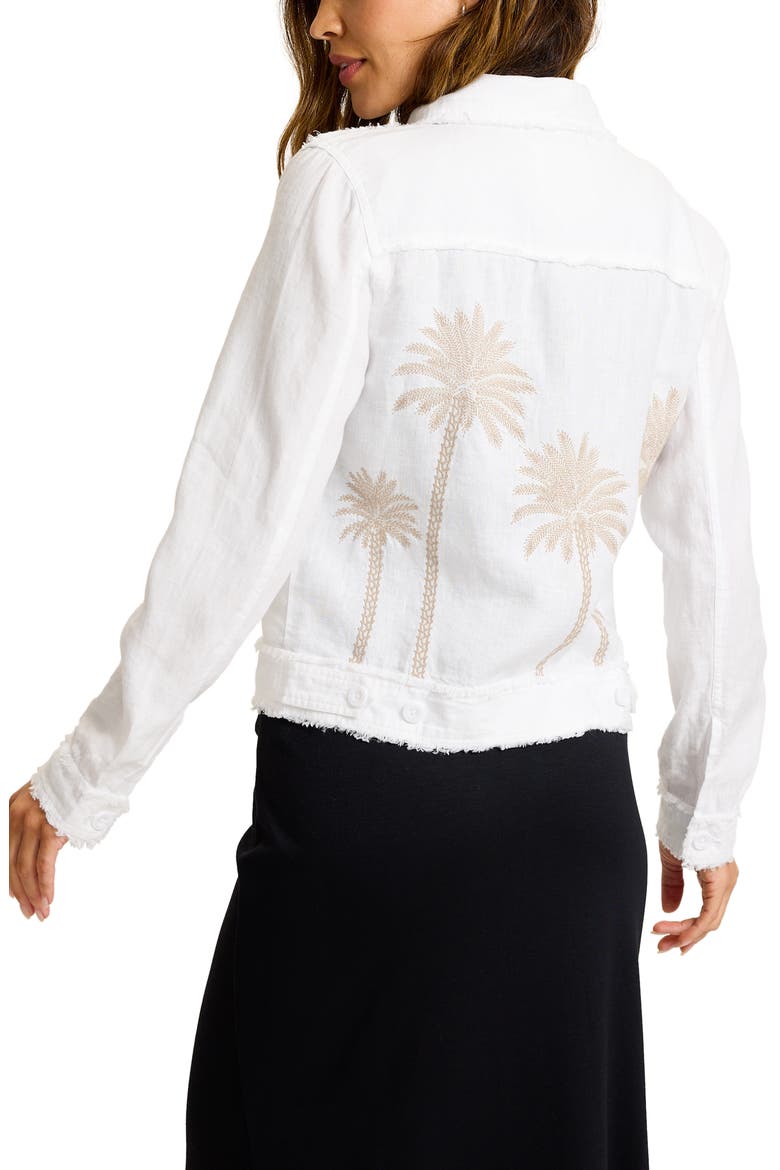 Embroidered Two Palms Raw Edge Linen Jacket, Alternate, color, WHITE