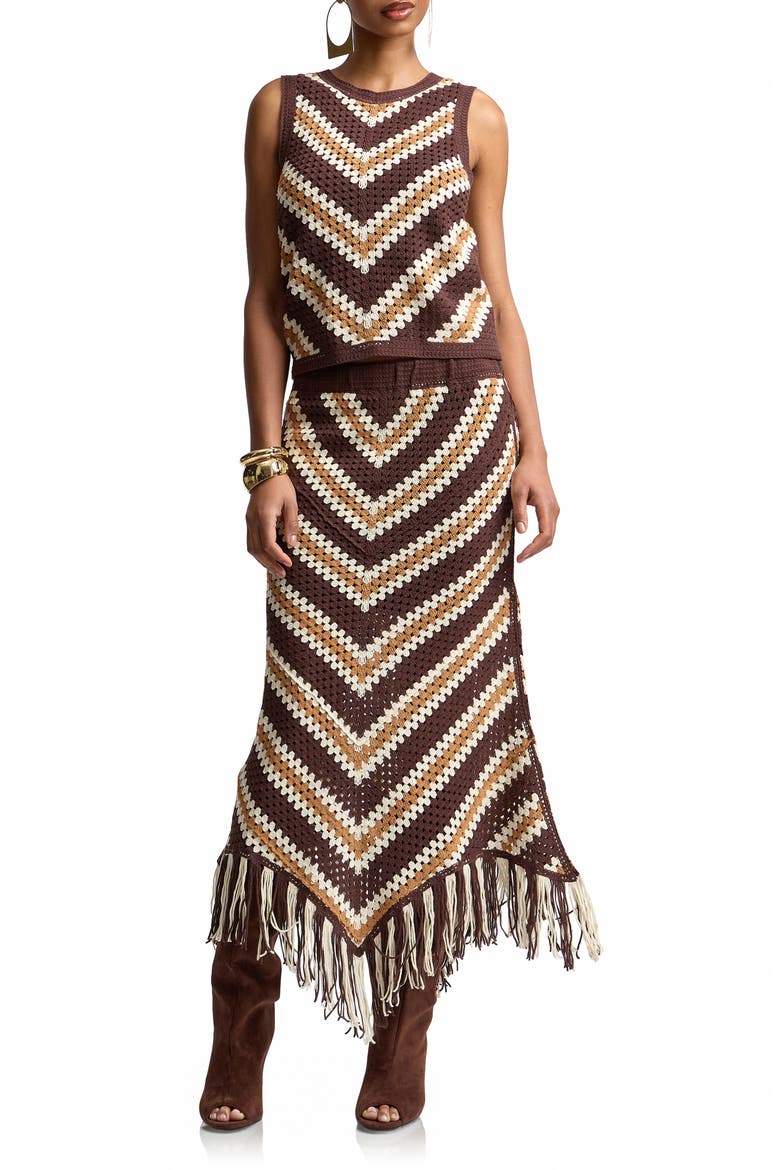 Chevron Crochet Sleeveless Top, Alternate, color, BROWN MULTI