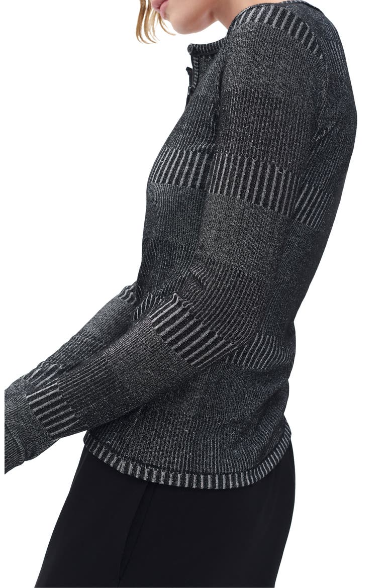 The Knit Two-Tone Rib Henley, Alternate, color, BLACK/ WHITE MULTI