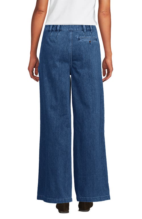 LANDS' END LANDS' END LIGHTWEIGHT DENIM MID RISE PLEATED SLOUCHY JEANS