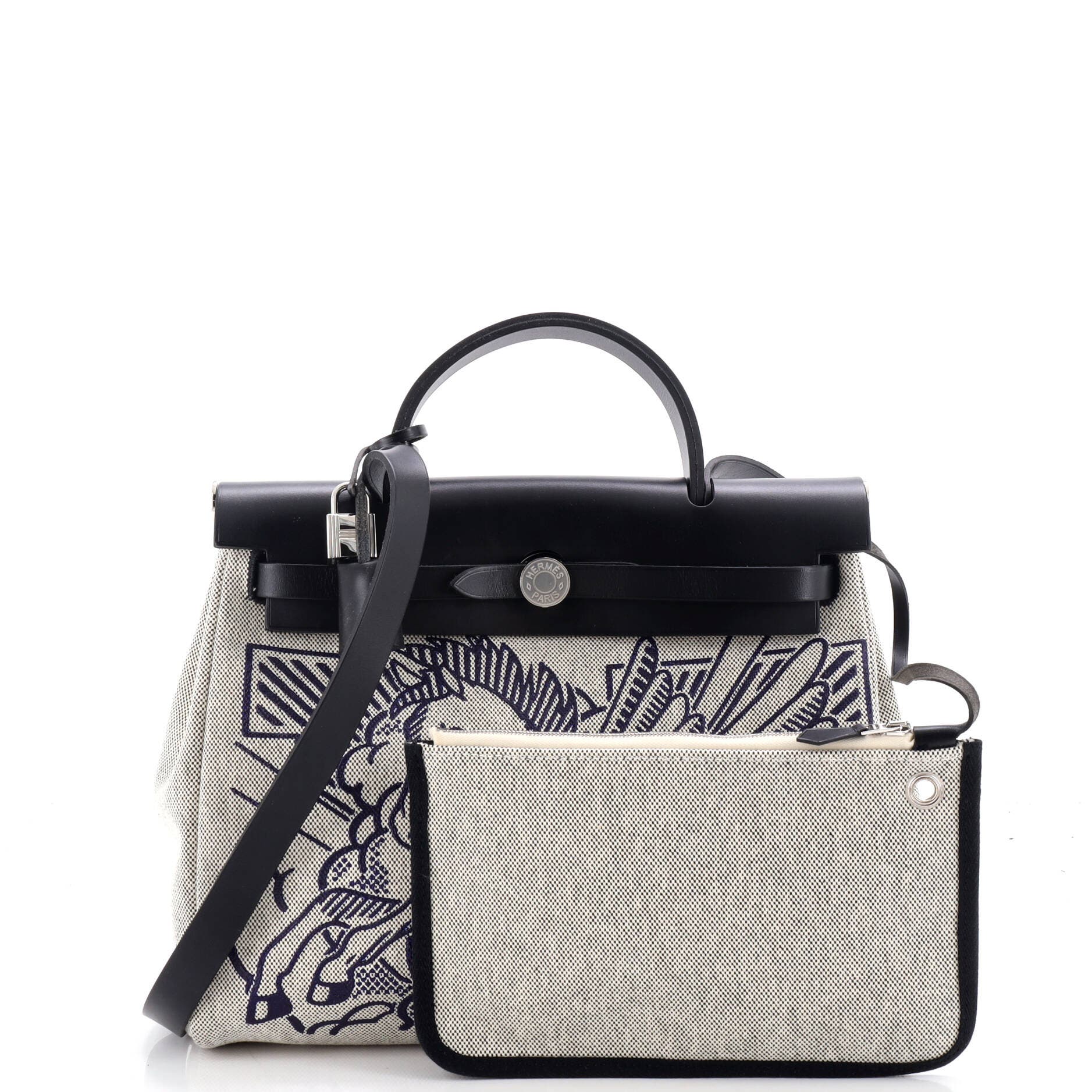 Pre-Owned Hermes Herbag Zip Pegase Pop Toile and Leather 31, Alternate, color, Noir