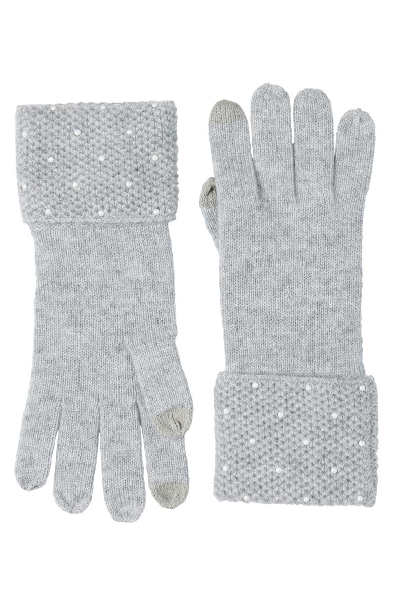 Sofia Cashmere Embellished Cashmere Tech Gloves, Main, color, Grey