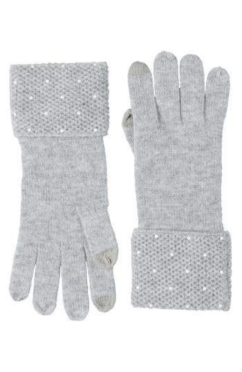 Sofia Cashmere Embellished Cashmere Tech Gloves In Gray