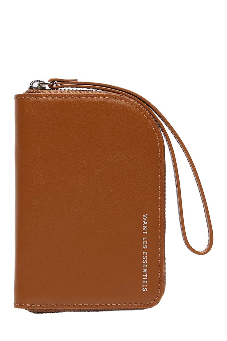 Arch Smooth Leather Zip Wallet, Main, color, Cuero