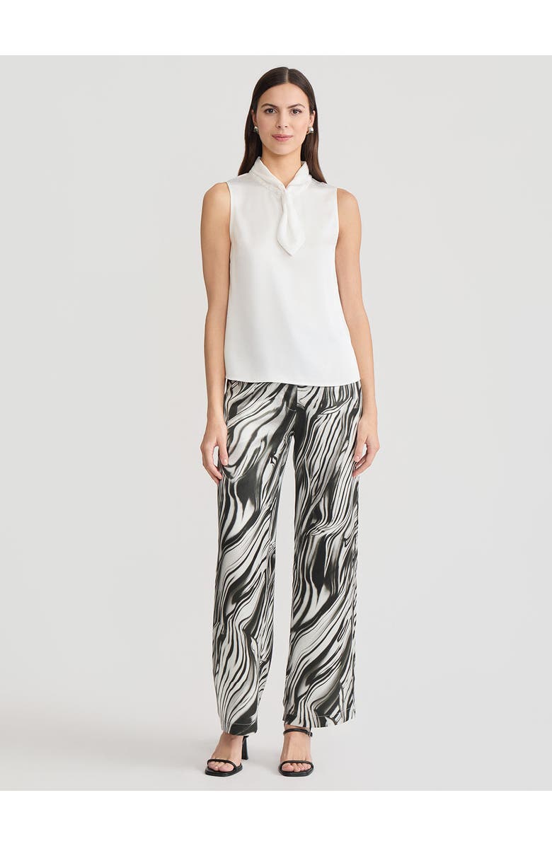 Misook Short Tie-Neck Sleeveless Blouse, Main, color, White