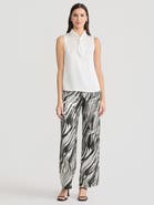 Misook Short Tie-Neck Sleeveless Blouse