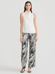 Misook Short Tie-Neck Sleeveless Blouse