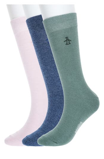 Original Penguin Marled 3-pack Assorted Crew Socks In Sage