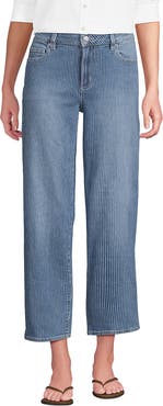 Lands' End Soft Denim Mid Rise Relaxed Straight Crop Jeans