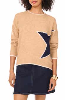 Vince Camuto Star Detail Crewneck Sweater