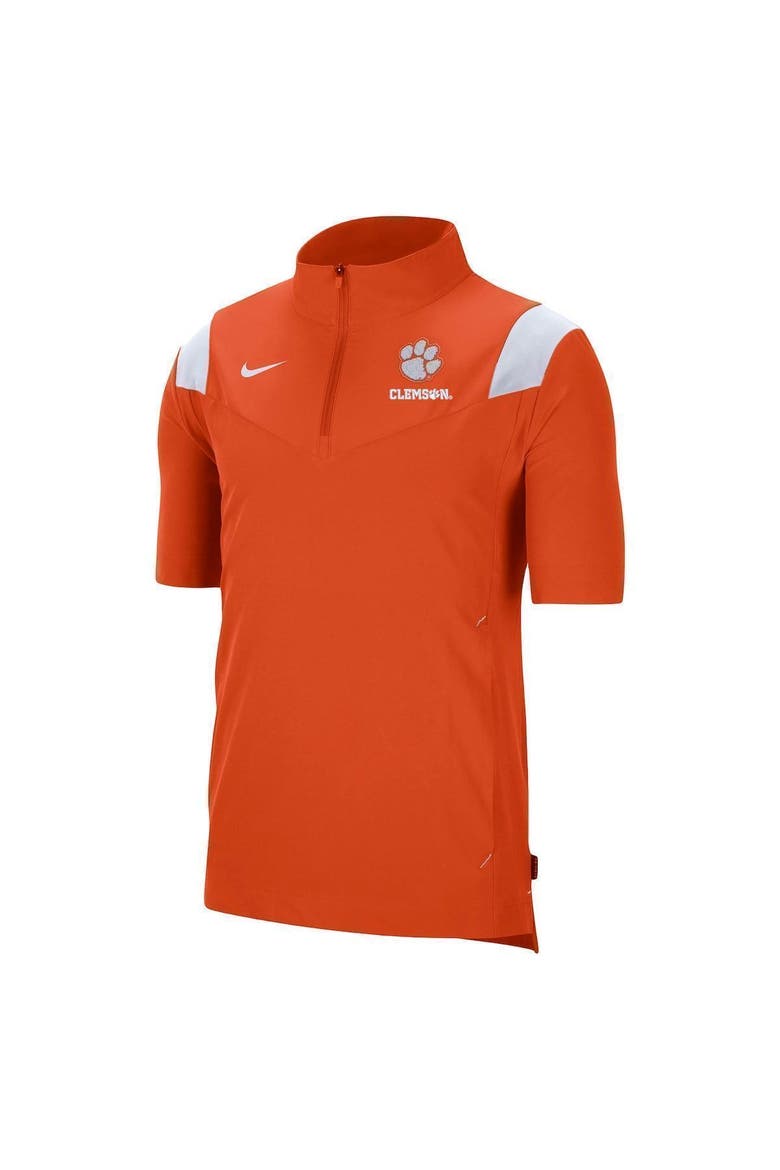 Men's Nike Orange Clemson Tigers Coach Short Sleeve Quarter-Zip Jacket, Alternate, color, Orange