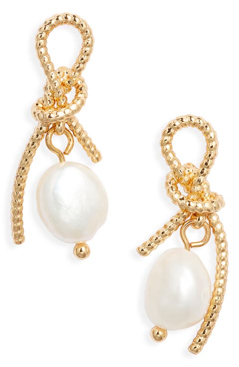 Faux Pearl Bow Earrings