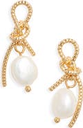 Kenneth Jay Lane Faux Pearl Bow Earrings