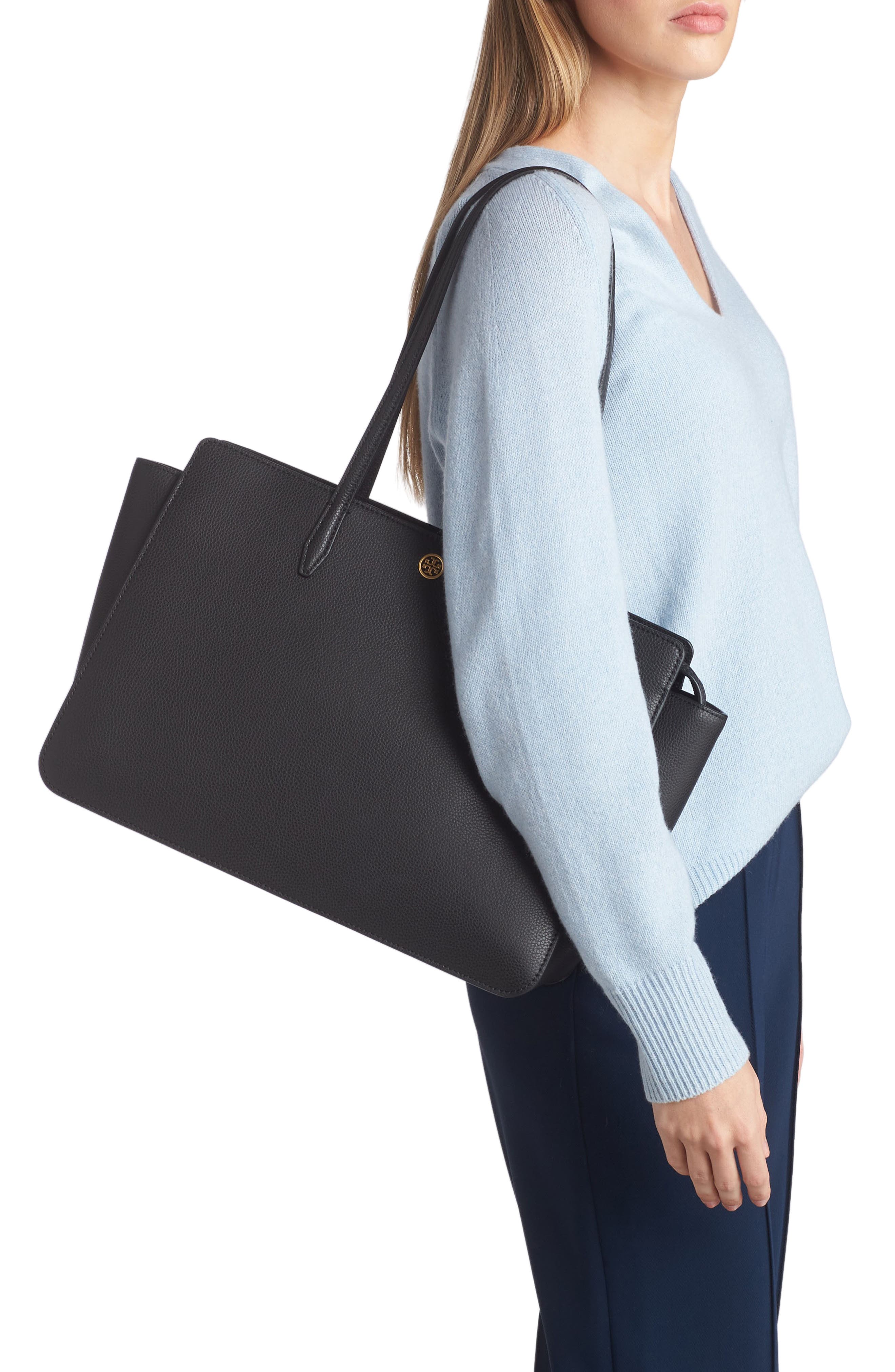 Tory Burch Robinson Leather Tote, Alternate, color, 