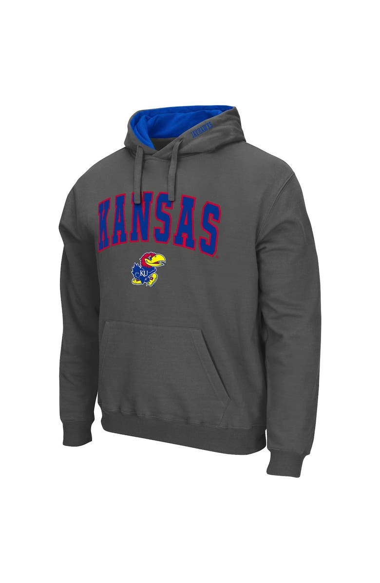 COLOSSEUM Men's Colosseum Charcoal Kansas Jayhawks Arch & Logo 3.0 Pullover Hoodie, Alternate, color, Charcoal