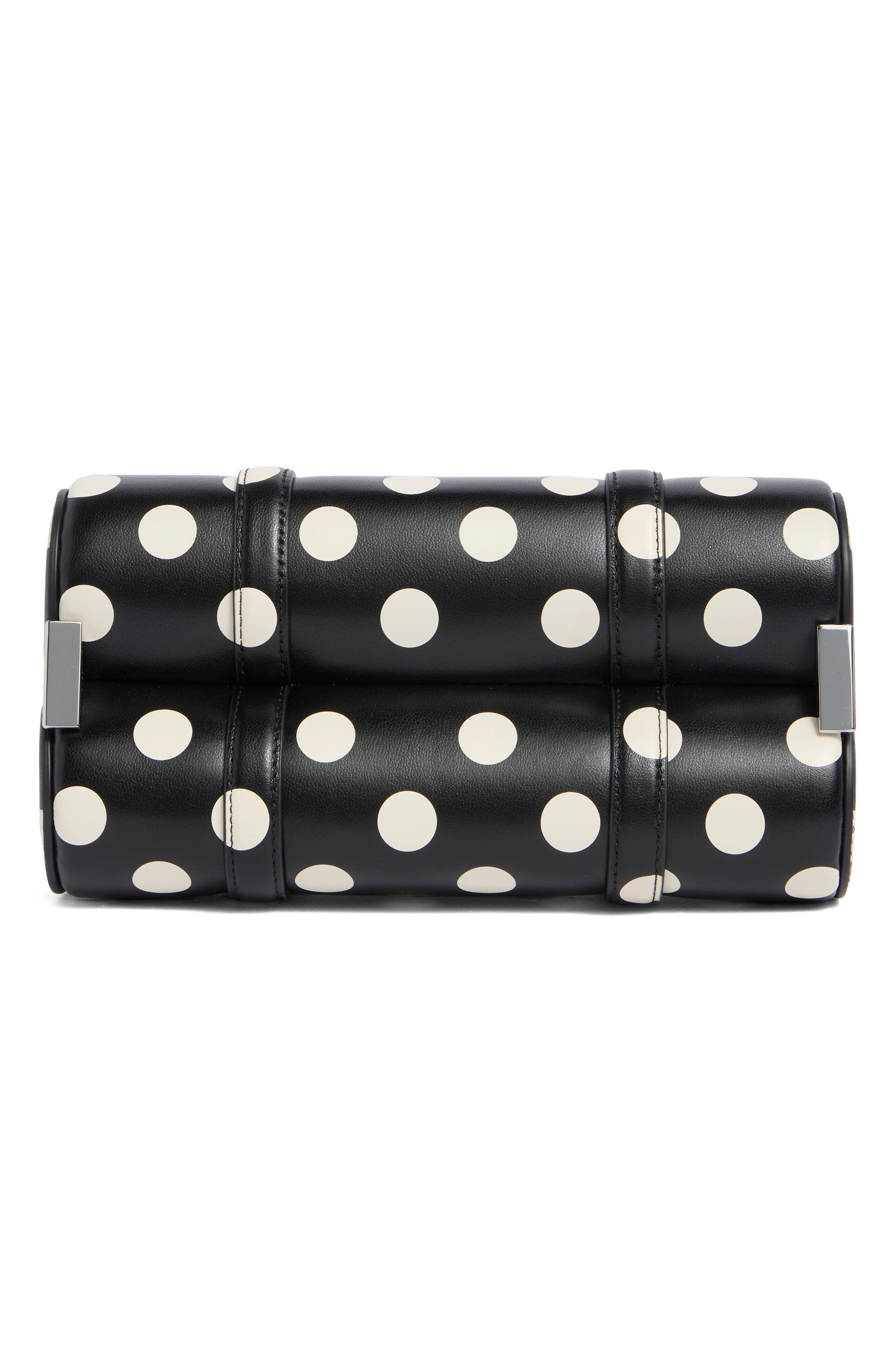 Spade Icon Dot Leather Barrel Bag, Alternate, color, BLACK MULTI
