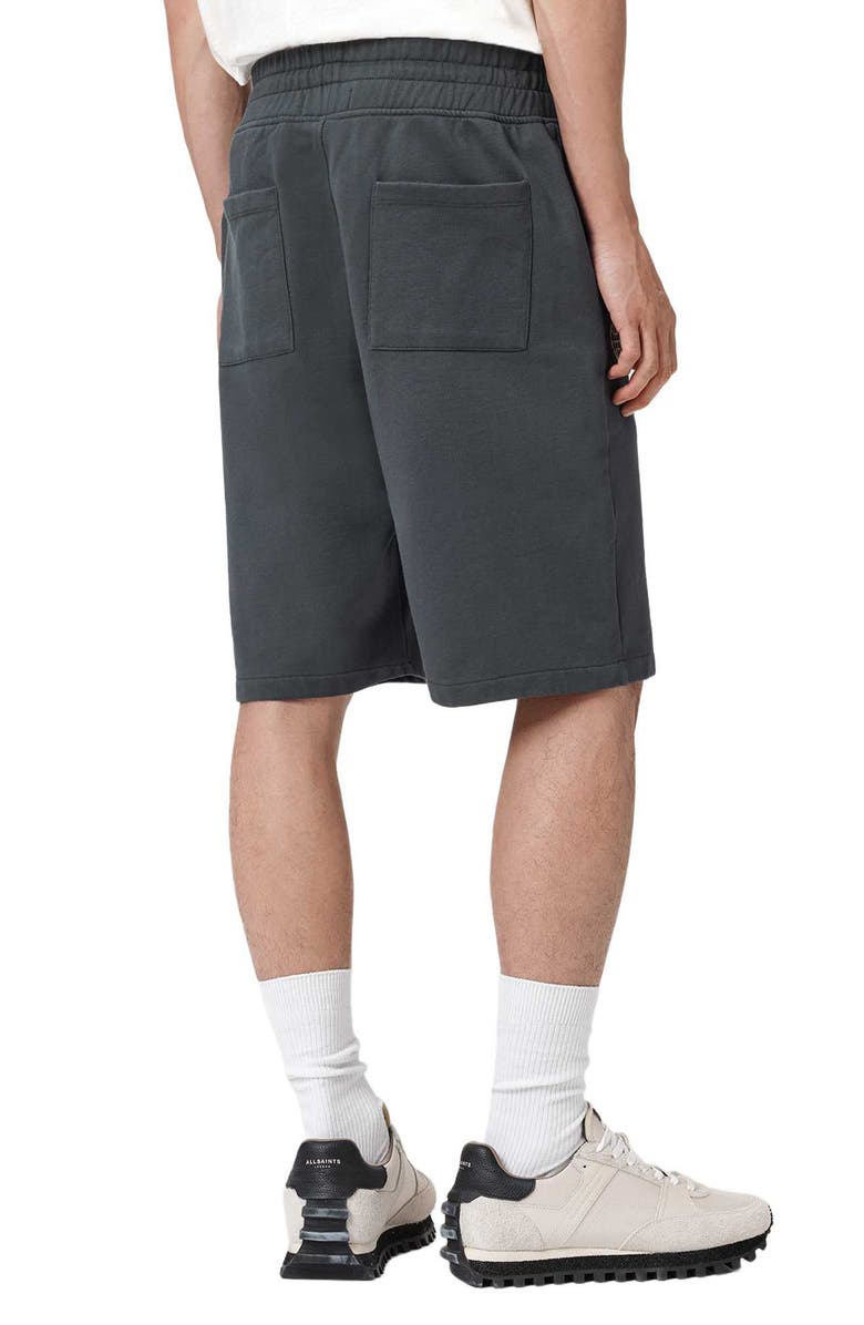 AllSaints Emblem Relaxed Fit Cotton Sweat Shorts, Alternate, color, Washed Black