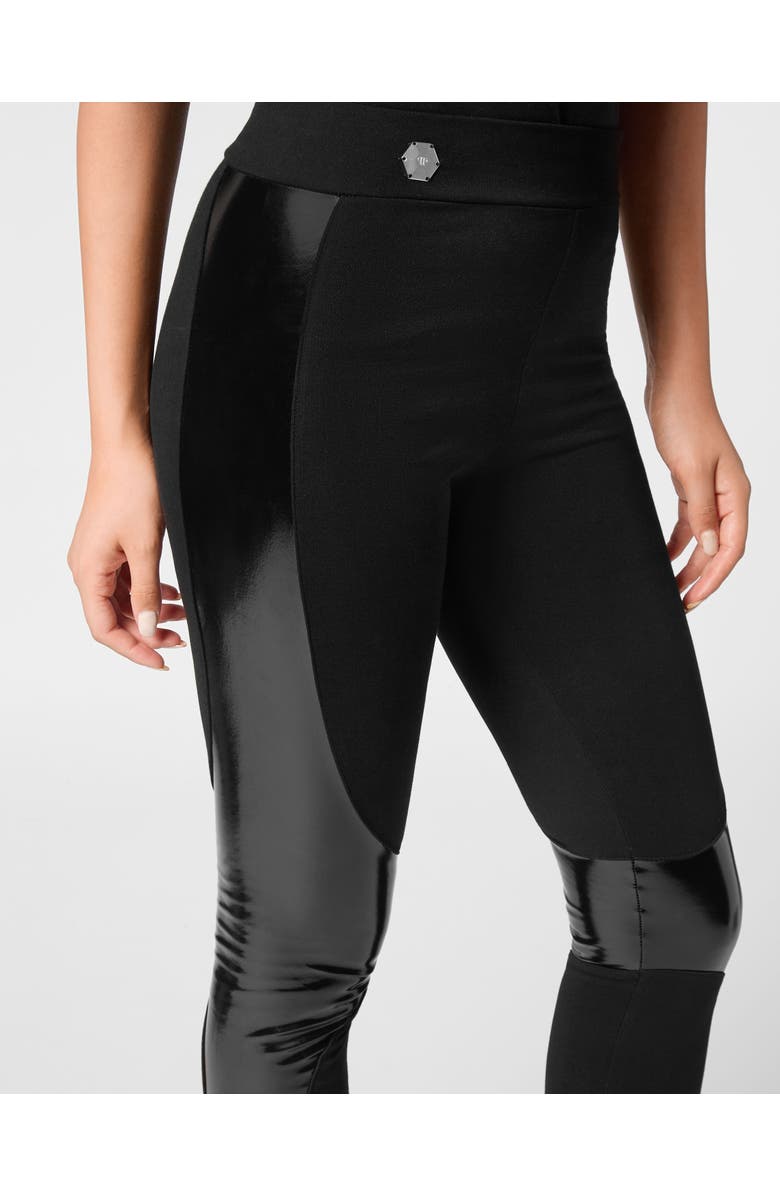PHILIPP PLEIN Leggings With Latex Inserts Women, Alternate, color, Black