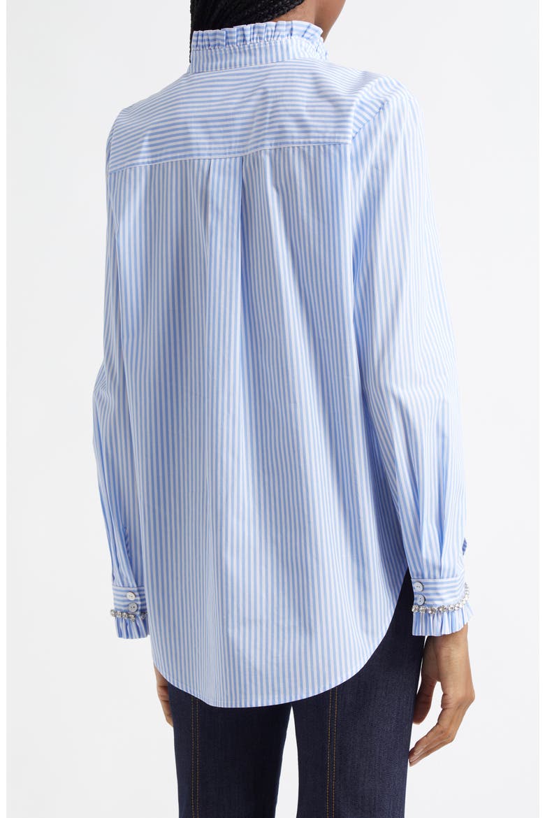 Gerda Stripe Cotton Shirt, Alternate, color, BLUE HYDRANGEA/ IVORY