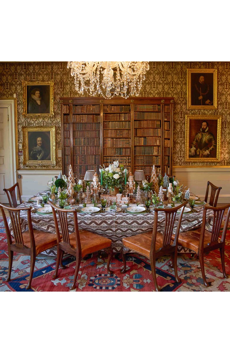 Mrs. Alice Ikat Tablecloth, Alternate, color, Brown