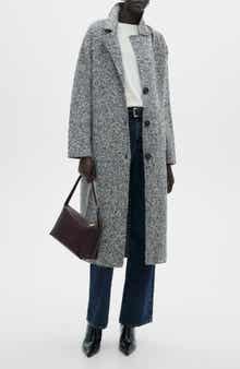 MANGO Marled Knit Longline Coat