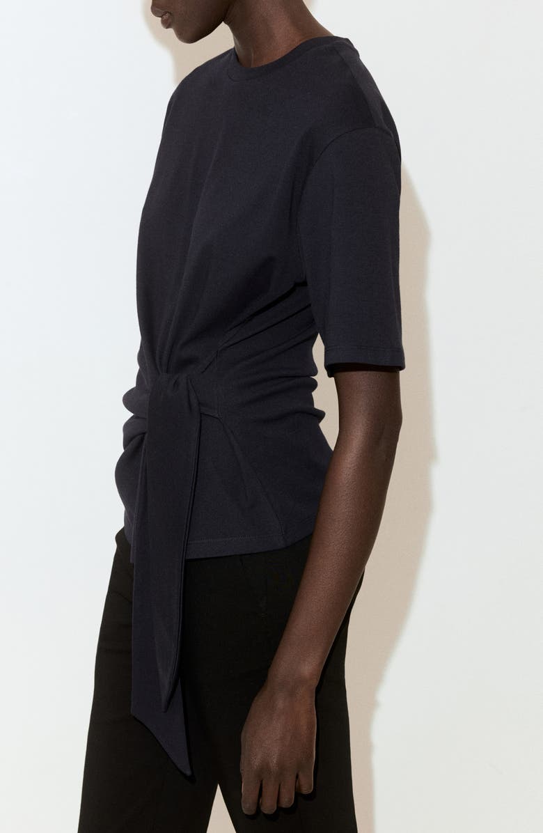 MANGO Side Tie Stretch Cotton T-Shirt, Alternate, color, 