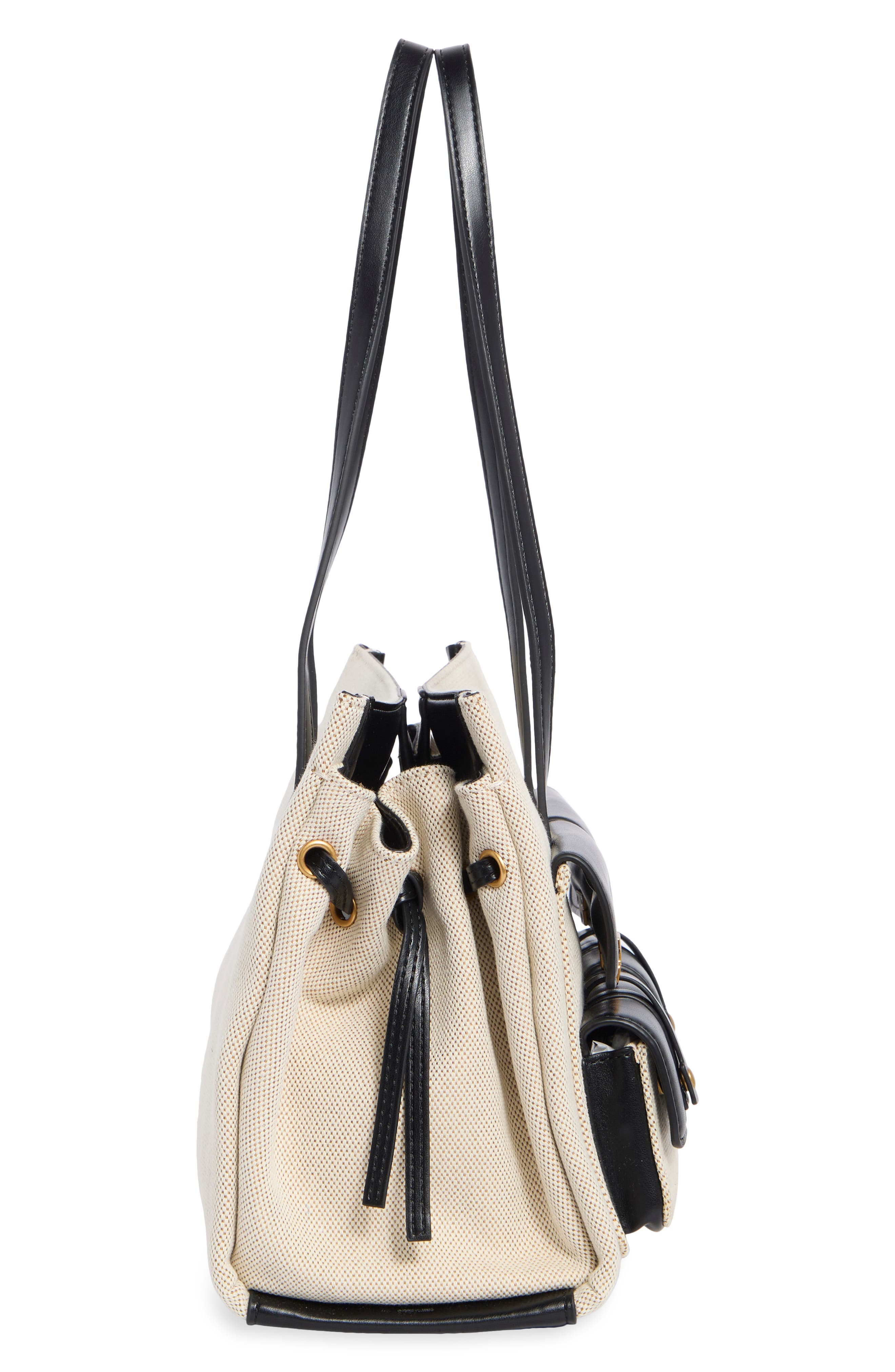 Linda Pocket Tote Bag, Alternate, color, BLACK CANVAS